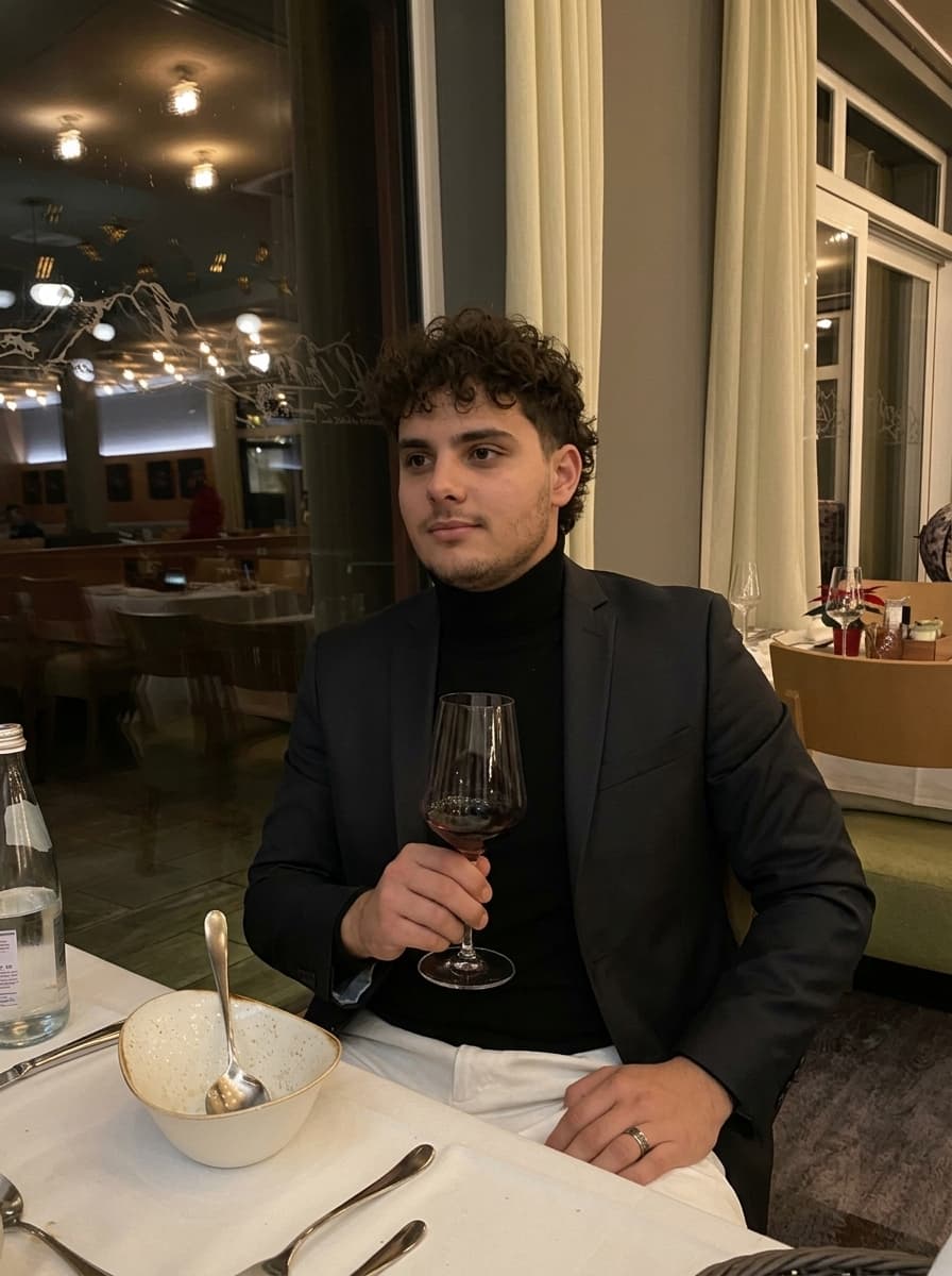 Exemple de photo de profil générée par IA, scène Soirée élégante (homme)